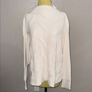 LOFT Cream Cowl Neck Sweater